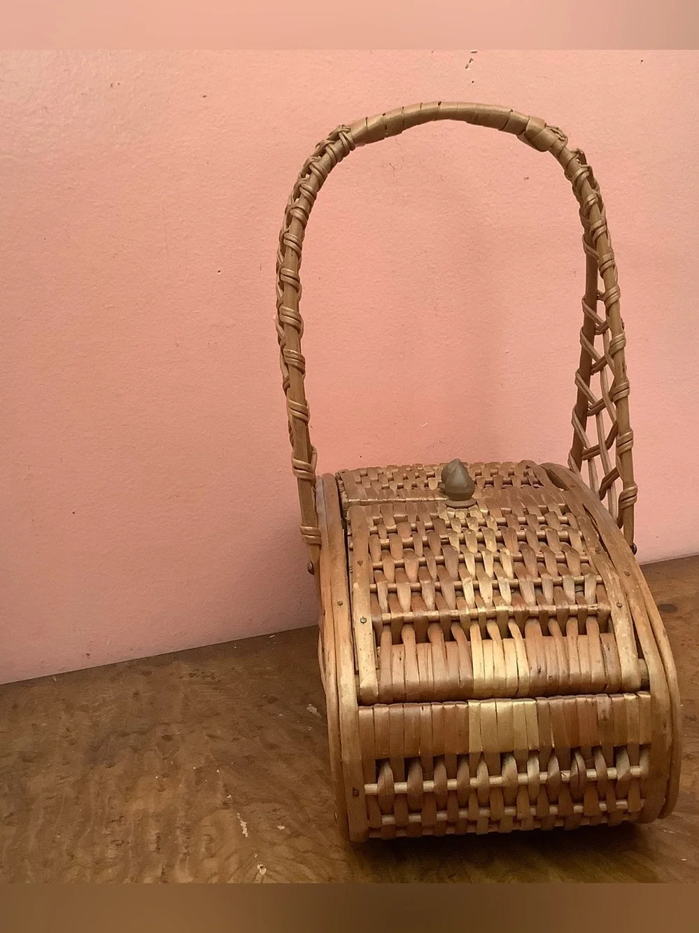 Vintage Wicker Handbag Basket 1960’s Unique, with a flaw